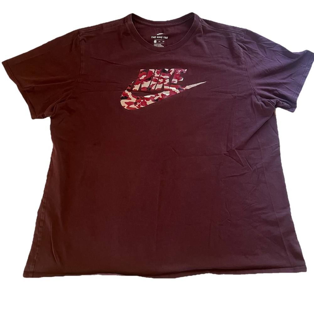 Nike Swoosh‎ Athletic Cut Shirt Mens Large Maroon Short Sleeve Crewneck Red Tee